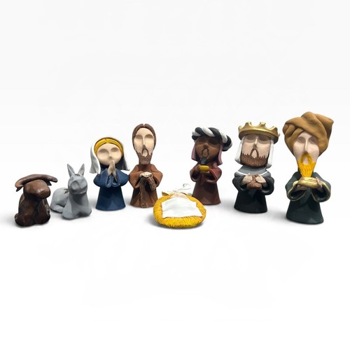 Handmade clay nativity - handmade, set