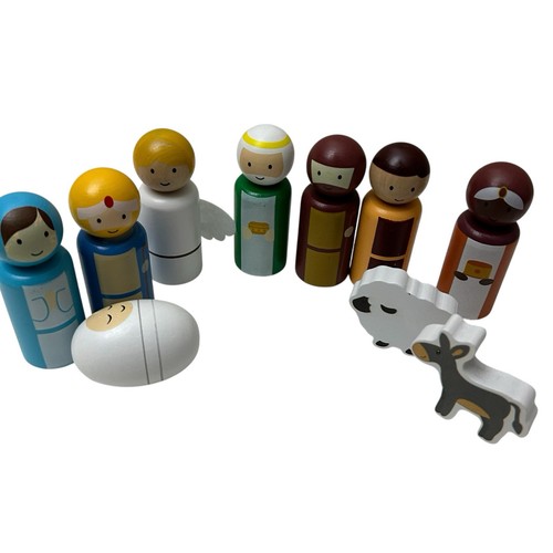 Wooden nativity set minimalist - wooden,